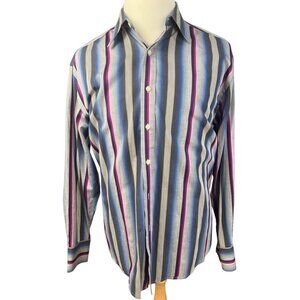 Robert Graham London Vertical Striped Dress Shirt Size XL